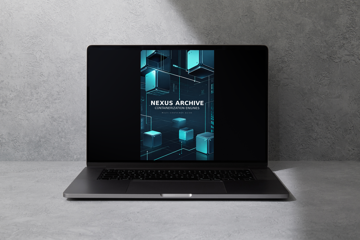 A dark gray laptop sits open on a light gray concrete surface against a textured gray wall. The screen displays a digital cover for 'PULSE PASS' with glowing cyan geometric blocks and white text.